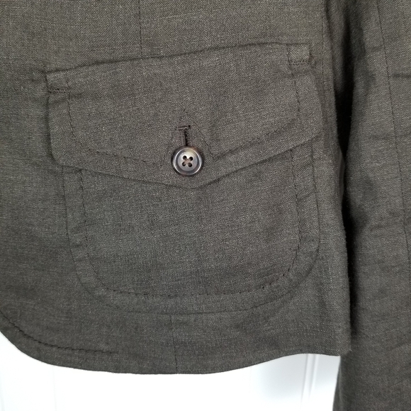 Banana Republic Womens Two Button Linen Blend Blazer Size 4 Brown Flap Pocket - Picture 2 of 12